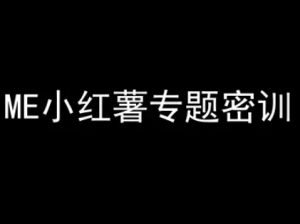 ME小红薯专题密训-小红书电商教程-资源云