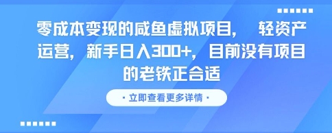 零成本变现的咸鱼虚拟项目， 轻资产运营，新手日入3张+，目前没有项目的老铁正合适-资源云