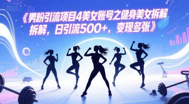 男粉引流项目4美女账号之健身美女拆解，日引流500+，变现多张-资源云