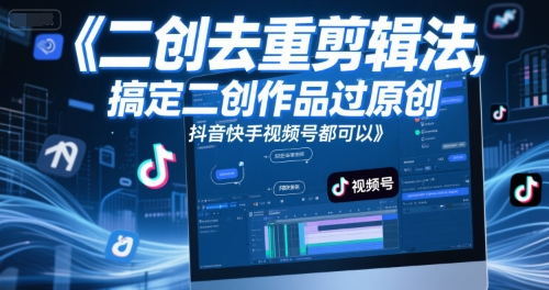 短视频二创去重剪辑法，搞定二创作品过原创，抖音快手视频号都可以-资源云