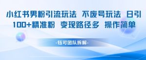 小红书男粉引流玩法不废号玩法日引100男粉变现路径多操作简单-资源云