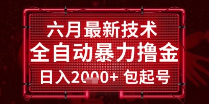 六月最新技术全自动暴力撸金，稳定日入2k+包起号，长期稳定【揭秘】-资源云