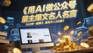 用AI做公众号流量主爆文名人名言,10分钟一篇爆文,最高月入5位数-资源云
