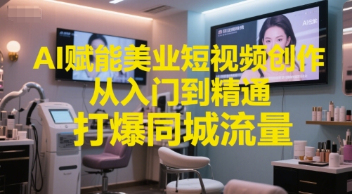 AI赋能美业短视频创作，从入门到精通，打爆同城流量，超级AI工具短视频实操落地-资源云