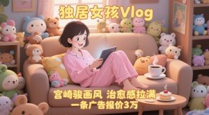 单个账号涨粉71W!用AI制作独居女孩Vlog,宫崎骏画风,治愈感拉满,一条广告报价3W-资源云