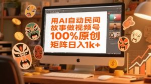 用AI自动民间故事做视频号,100%原创,矩阵日入1k+-资源云