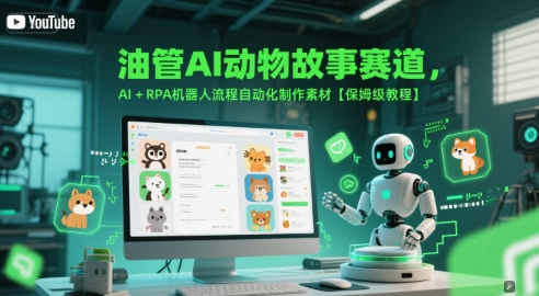 油管AI动物故事赛道，AI+RPA机器人流程自动化制作素材【保姆级教程】-资源云