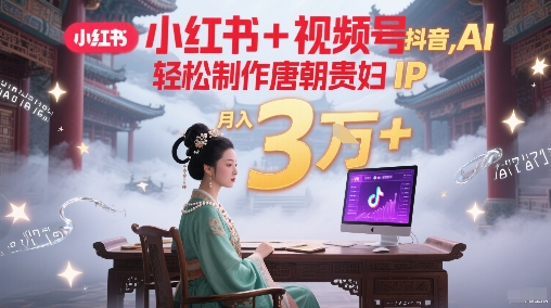 小红书+视频号+抖音，AI轻松制作唐朝贵妇IP，每天30分钟，轻松产出N条，月入3W+-资源云