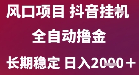 风口项目，六月最新玩法抖音无人挂G，全自动撸金，长期稳定 日入2k+【揭秘】-资源云