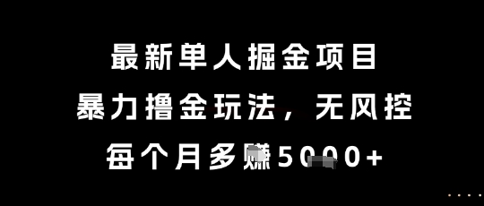 最新单人掘金项目，暴力撸金玩法，无风控，每个月多挣5k+【揭秘】-资源云