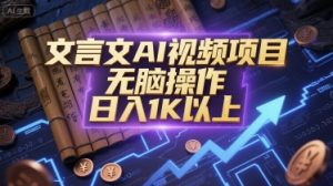 文言文AI视频项目,无脑操作,日入1K以上-资源云