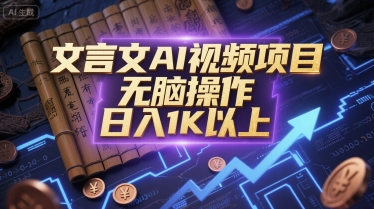 文言文AI视频项目，无脑操作，日入1K以上-资源云