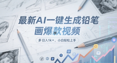 最新AI一键生成铅笔画爆款视频，多平台分发，日 入1k+，小白轻松上手【揭秘】-资源云