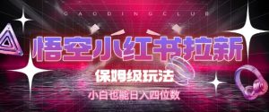 悟空小红书拉新,保姆级玩法,小白也能日入四位数-资源云