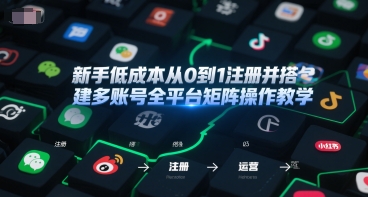 新手低成本从0到1注册并搭建多账号全平台矩阵操作教学，手机号-邮箱-IP-工具-资源云