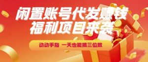 福利项目来袭，闲置账号代发挣钱，动动手指，一天也能搞三位数【揭秘】-资源云