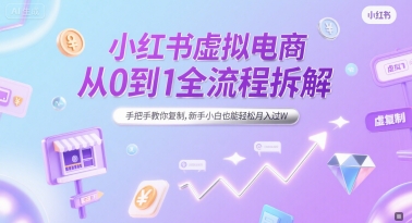 小红书虚拟电商从0到1全流程拆解，手把手教你复制，新手小白也能轻松月入过W-资源云