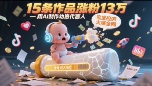 用AI制作幼崽代言人，宝宝的控诉火爆全网，15条作品涨粉13W，单号月入5位数实操教程-资源云