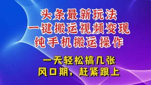 今日头条最新玩法 一键搬运视频也能轻松变现 随随便便就爆百万流量-资源云