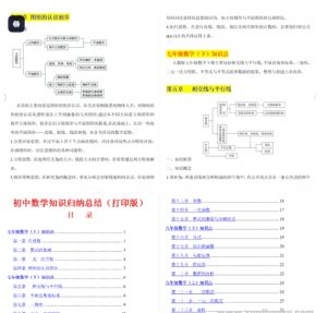 初中九科全套知识点+（最全）初中数学知识点归纳汇总[PDF/DOC/DOWC]【621G】-资源云