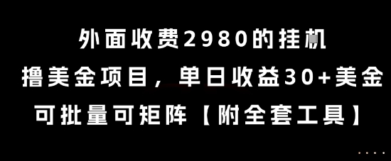 外面收费2980的挂G撸美金项目，单日收益30+美金，可批量可矩阵【揭秘】-资源云