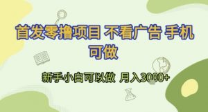 首发零撸项目 不看广告 手机可做 新手小白可以做  月入3k+【揭秘】-资源云