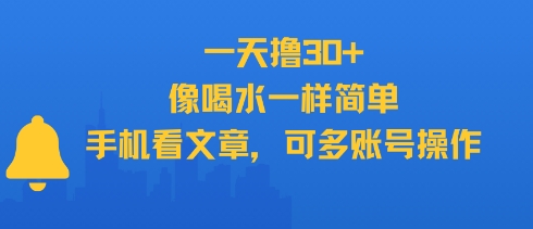 一天撸30+，像喝水一样简单，手机看文章，可多账号操作-资源云