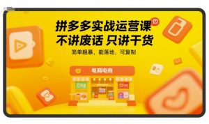 拼多多实战运营课,不讲废话只讲干货,简单粗暴,能落地,可复制-资源云