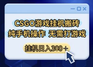 CSGO游戏挂G搬砖,小白纯手机即可操作,不用电脑打游戏,日入3张+,副业网创项目【揭秘】-资源云