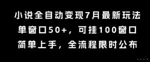 小说全自动变现7月玩法,单窗口50+,可挂100窗口,简单上手,全流程限时公布【揭秘】-资源云