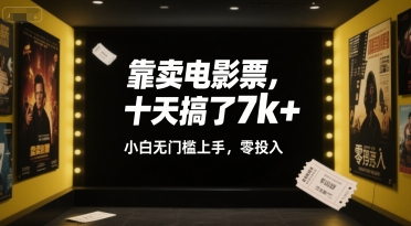 靠卖电影票，十天搞了7k+，小白无门槛上手，零投入【揭秘】-资源云