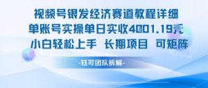 视频号银发经济赛道单账号实操单日实收1k+,小白轻松上手长期项目-资源云