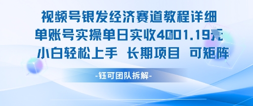 视频号银发经济赛道单账号实操单日实收1k+，小白轻松上手长期项目-资源云
