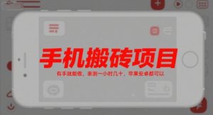 手机搬砖项目,有手就能做,亲测一小时几十,苹果安卓都可以-资源云