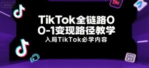 TikTok全链路0-1变现路径教学,入局TikTok必学内容-资源云