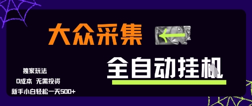 大众采集全自动玩法，新手小白轻松一天5张+，操作简单零成本【揭秘】-资源云