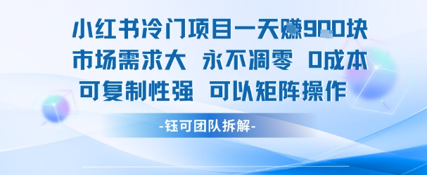 小红书冷门项目一天收益9张，市场需求大，0成本，可复制性强可以矩阵操作-资源云