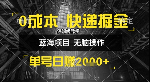 0成本快递掘金玩法，日入1k+，小白30分钟上手，收益嘎嘎猛【揭秘】-资源云