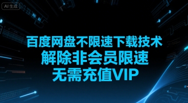 百度网盘不限速下载技术，解除非会员限速，无需充值VIP-资源云