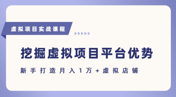 抓住虚拟项目各平台优势，新手轻松月入1W+(给出具体建议)-资源云