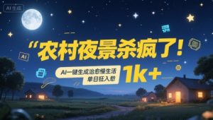 农村夜景杀疯了!AI一键生成治愈系慢生活,单日狂入1k+-资源云