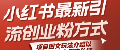 小红书最新引流创业粉方式，项目图文玩法介绍以及如何安全倒流私域-资源云