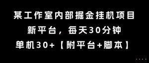 某工作室内部掘金挂G项目,新平台,每天30分钟,单机30+【揭秘】-资源云