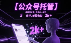 【公众号托管 】我提供文章,你发布,每天5分钟,单篇收益2k+【揭秘】-资源云