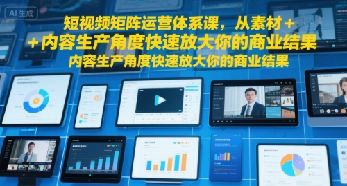 短视频矩阵运营体系课，从素材+内容生产角度快速放大你的商业结果-资源云