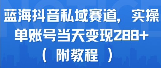 蓝海抖音私域赛道，实操单账号当天变现288+(附教程)-资源云