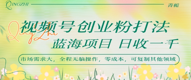 视频号创业粉打法，日入1k，蓝海项目，市场需求大，全程无脑操作，可复制-资源云