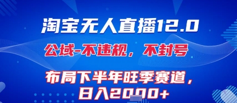 淘宝无人直播12.0，不封号，不违规，布局下半年旺季赛道，日入1k+(独家技术)【揭秘】-资源云