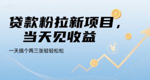 贷款粉拉新项目,当天见收益,一天搞个两三张轻轻松松【揭秘】-资源云