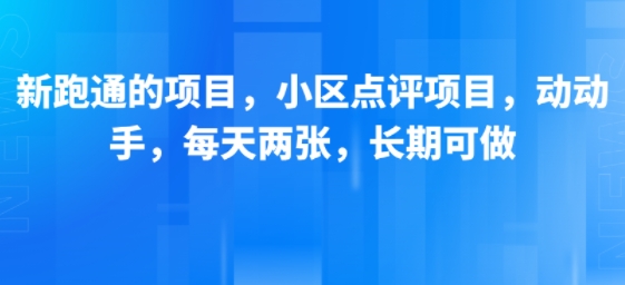 新跑通的项目，小区点评项目，动动手，每天两张，长期可做-资源云